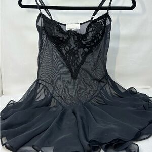 Vintage Alexandra Nicole Chic Black Lace Chemise Size Small